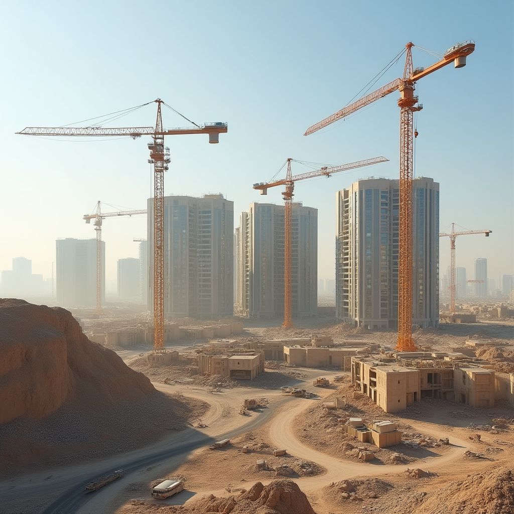 مرحلة البناء لمشروع سكني